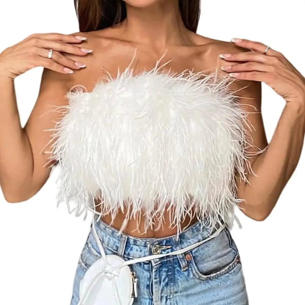 Party Crop Top Super Soft Navel-exposed Cozy Backless Off Shoulder Lady Camisole Skin-touch Club Vest Night Party Clothes
