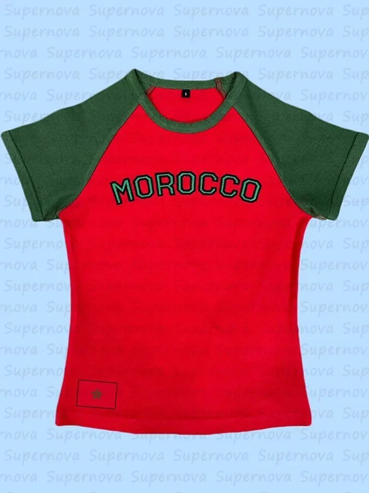 Aesthetics Streetwear Women's Tee Summer Casual Gothic 90s Vintage Grunge Letter Embroidery Short Sleeve T-Shirt Y2k Crop Top Coffee