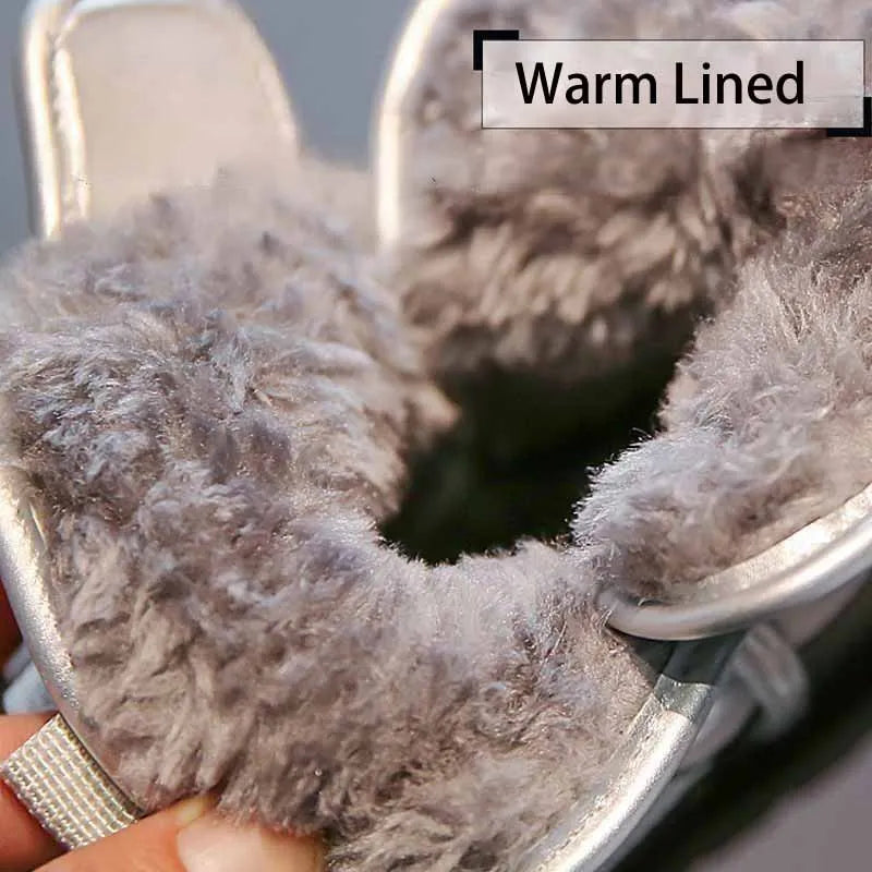 Children Snow Boots Winter Plus Cashmere Thicken Warm Boys Boots Girls Waterproof Outdoor Boots Kids Non-slip Hook Shoes Casual