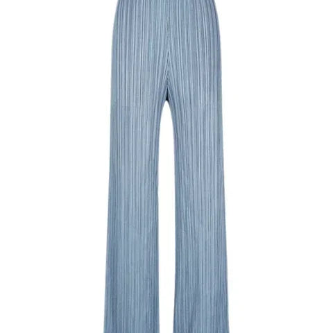 Spring Summer Autumn Women Casual Elegant Ladies Miyake Designer Casual Loose Straight Pleated Pants High Waist Trousers Light Blue One Size