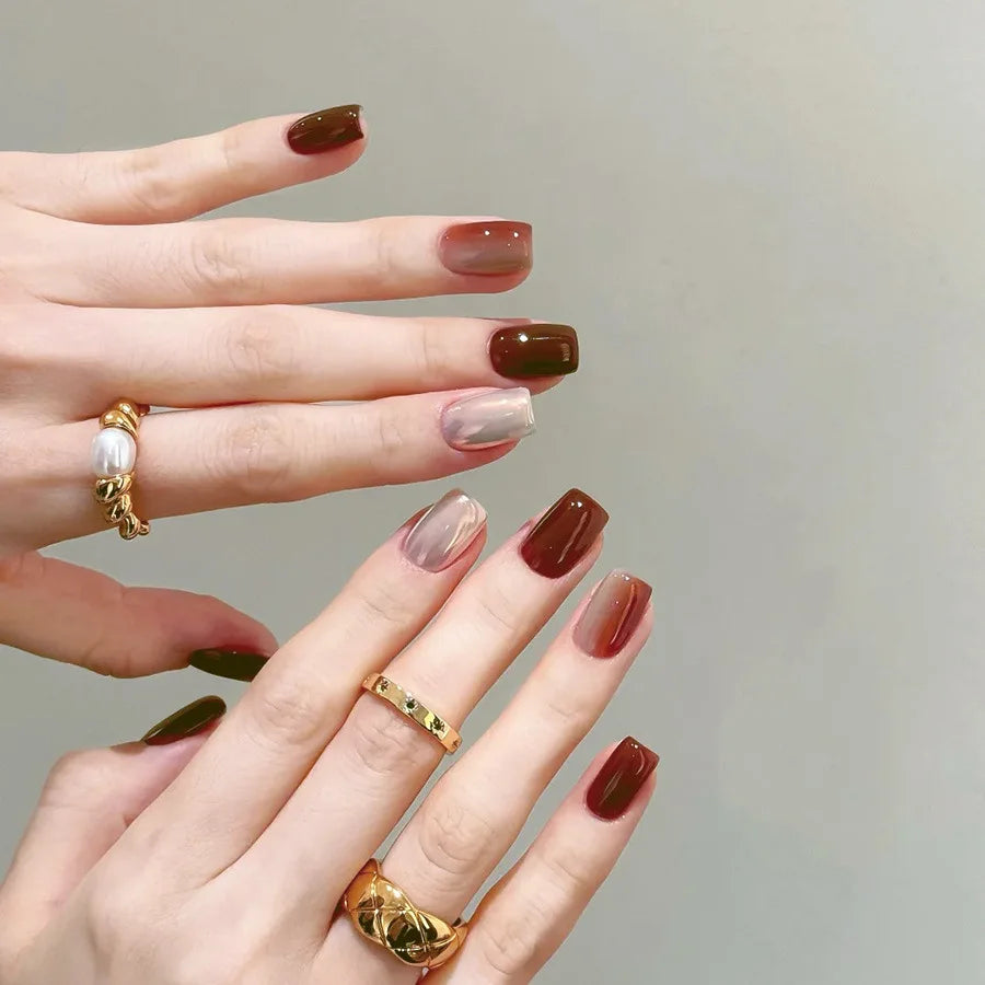 24pcs/set medium long fake nails for women starry star moon planet gradient glitter design almond ballet tip press on false nail