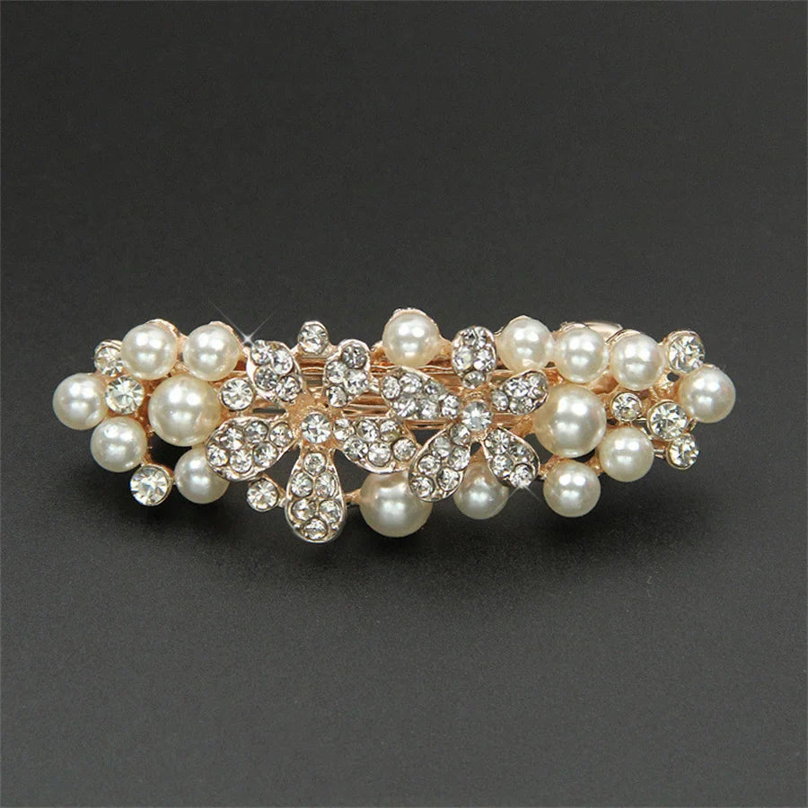 New Sweet Crystal Spring Hair Clips Exquisite Pearl Flower Spring Hairpin Hair Barrettes For Women Girl Fashion Hair Accessories 5