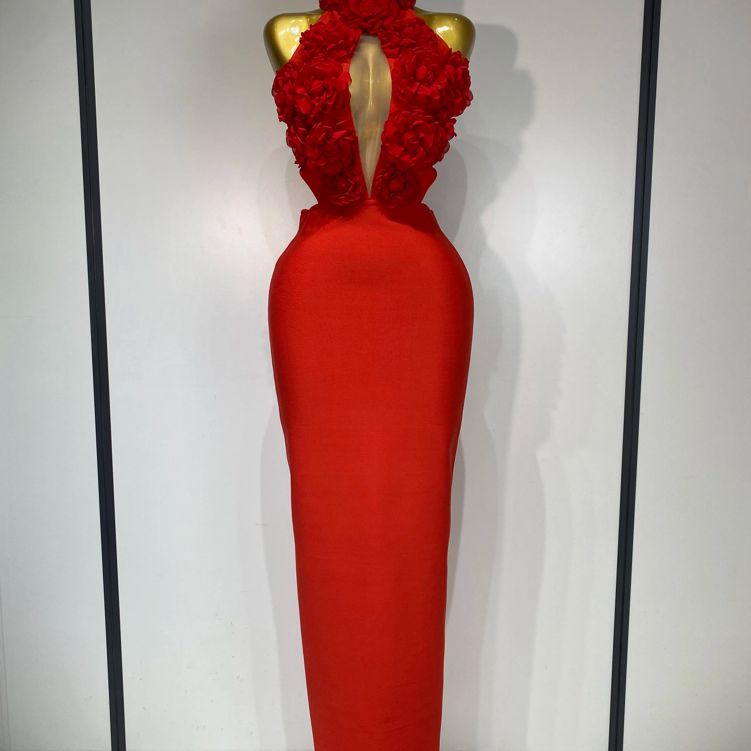 Luxury Birthday Dress Women Celebrity Sexy Halter Backless Flower Long Bandage Bodycon Dress 2025 Elegant Evening Party Outfit ﻿