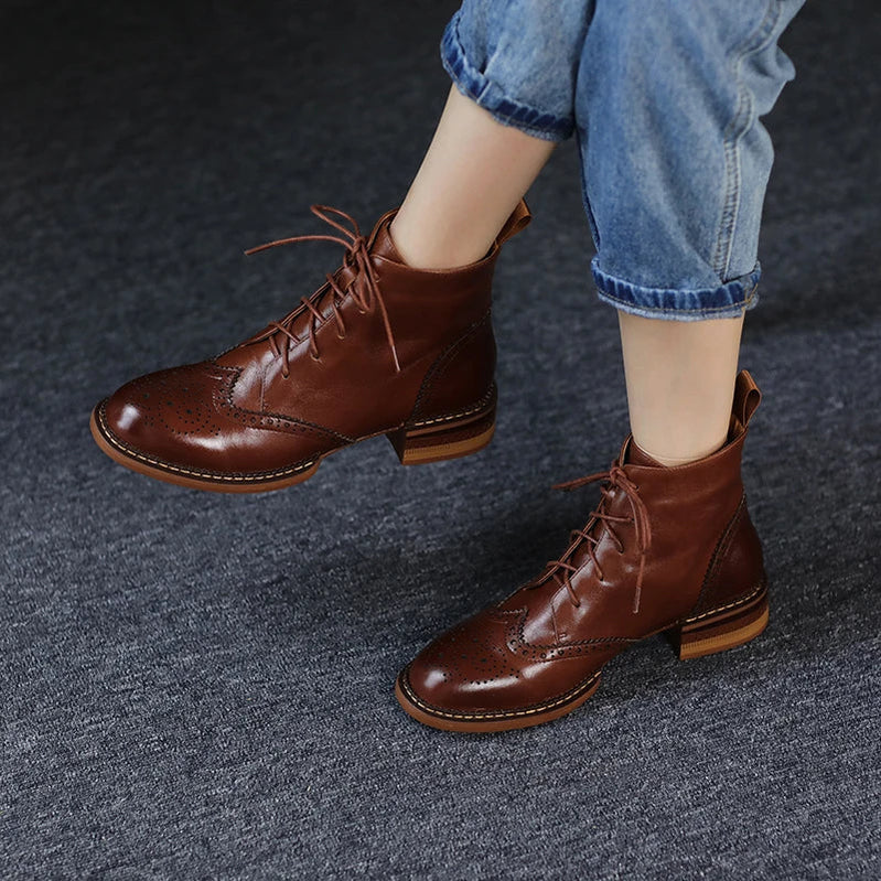 New Autumn Women Shoes Lace-up Chelsea Women Boots Winter Block Ankle Boots for Women Zapatos De Mujer Womens Chunky Boots