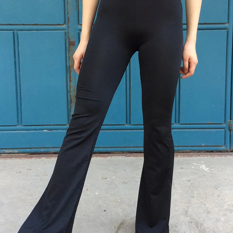 New Yoga Pants Sexy Leggings Black White Striped Printed Casual Wide Leg Trousers Female Streetwear Elastic Elegant Bottom Black