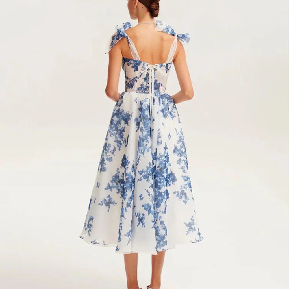 Pink Skyblue Color Women Sleeveless Square Collar A-Line Long Maxi Dress Celebrate Summer Vacation Beach Style Birthday Dress