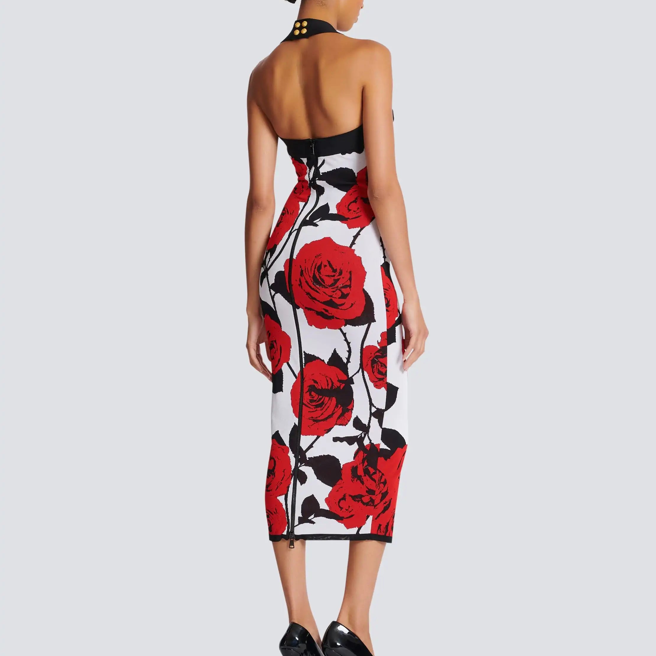 Top Quality Women Sexy Halter Backless Bodycon Mid-calf Bandage Dress Elegant Evening Party Celebrate Dress High Quality