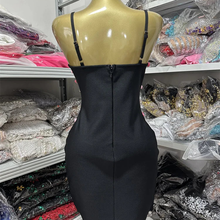 Women Sleeveless Sexy Strap Flowers Bodycon Bandage Mini Dress Celebrate Girls' Vacation Birthday Outfit