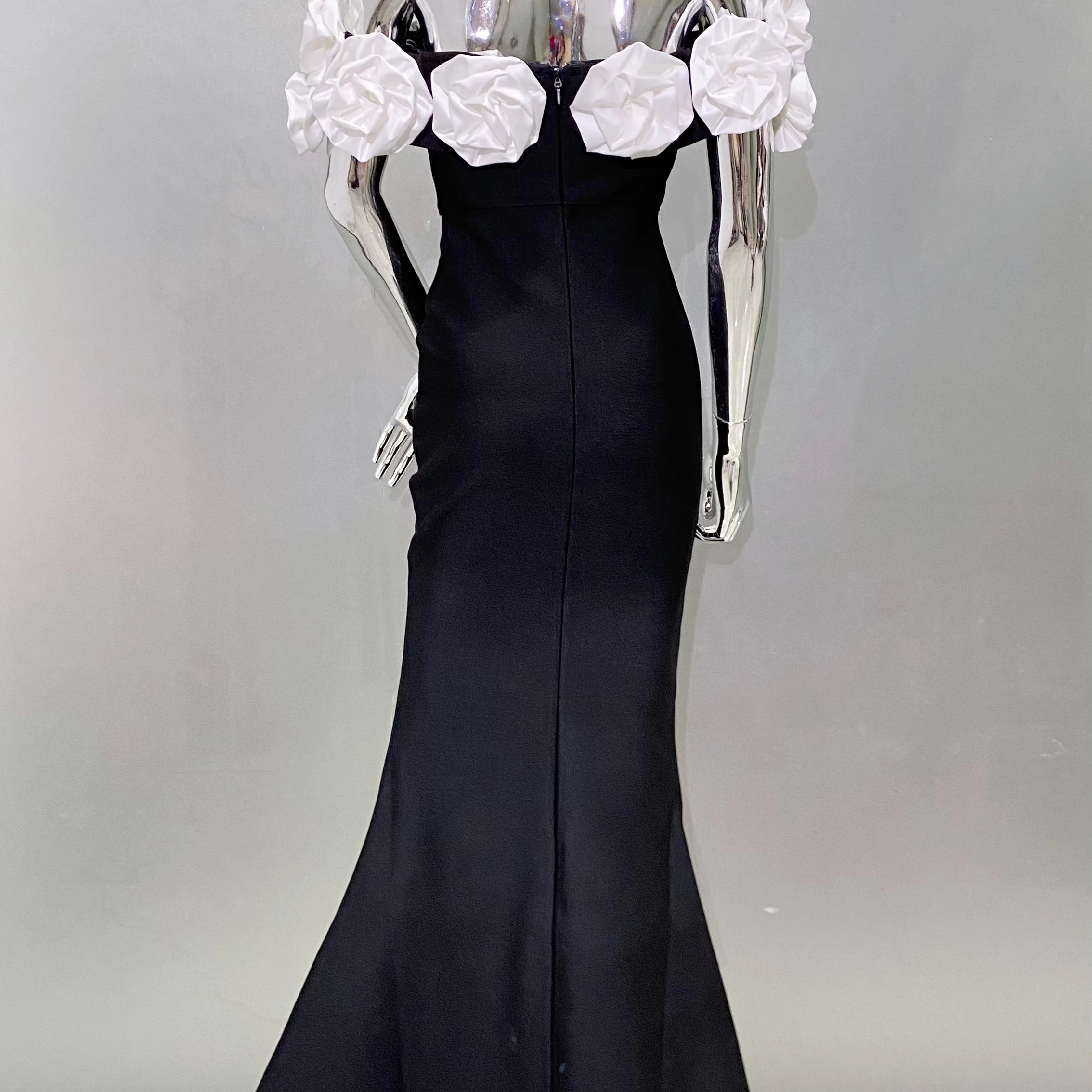 Stereoscopic Diamond Flowers Sexy Off The Shoulder Ankle Lenght Bandage Dress Woman Birthday Party Vestido Wedding Party Outfit