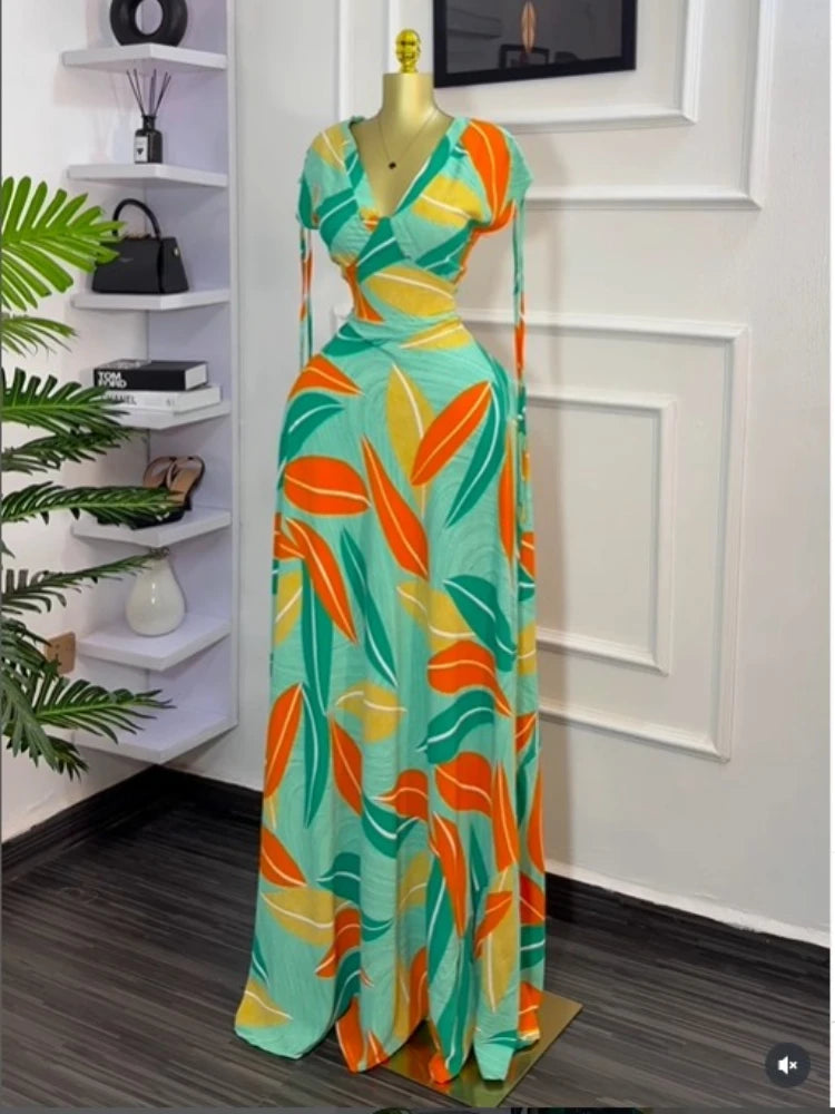 CM.YAYA Women Tie Dye Printed Sleeveless Big Swing Maxi Long Dress 2025 Summer Holiday Birthday Sexy Club Party Evening Dresses