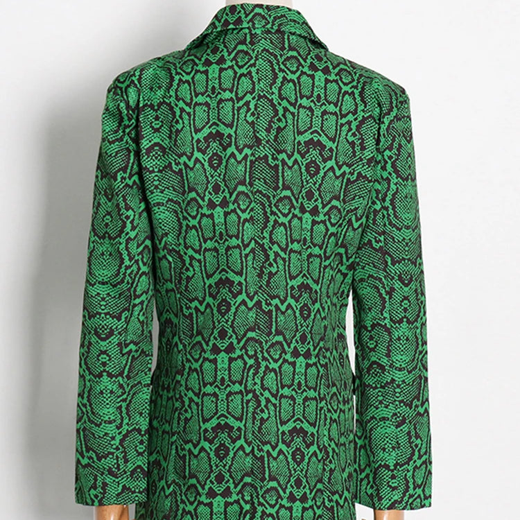 Leopard Temperament Blazer For Women Notched Collar Long Sleeve Tunic Patchwork Pocket Chic Blazers Female Fashion Clothing