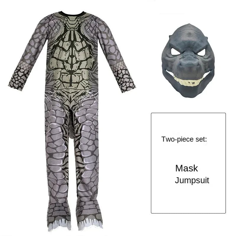 Children's Performance Funny Event Party Halloween Dinosaur King Kong Battle Clothes Costume Cosplay Godzilla Stage Jumpsuit