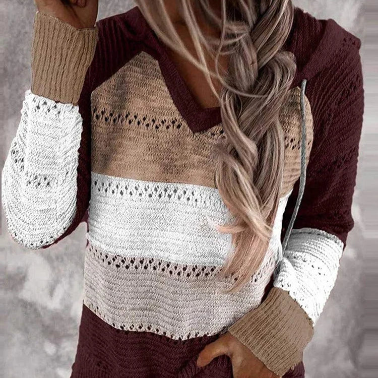 Women's Hooded Sweatshirt Women's Knitted Sweater Long Sleeve Knitted Hooded Sweater