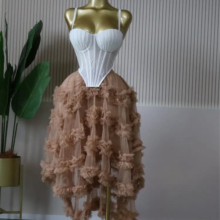 CM.YAYA Women's Dress Set Tunic Irregular Crop Top and Irregular Ball Gown Maxi Long Skirt Suit 2025 Two 2 Piece Set Outfits