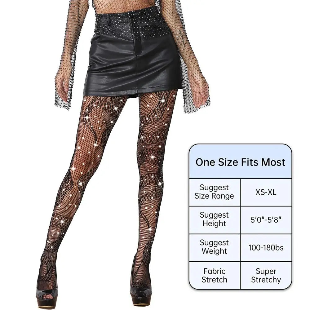 Snake Tights Sparkle Tights Snake Fishnets Rhinestone Tights Fishnet Stockings Plus Size