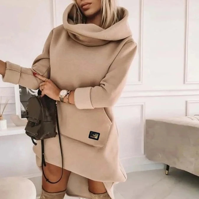 Elegant Dresses for Women Beaded Hooded Casual Sweatshirt Dress Autumn Winter Spring Fashion Casual Female Clothing G