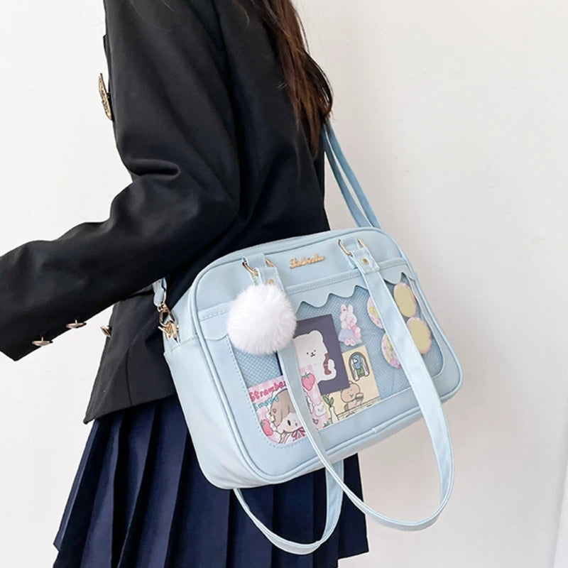 Japanese Shoulder Bag For Women PU Leather Itabag Transparent Bag JK Tote Bag Handbags Preppy Bag ita bag Crossbody Bag