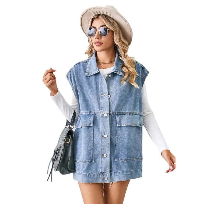 Summer denim vest vest fashionable denim sleeveless vest for women