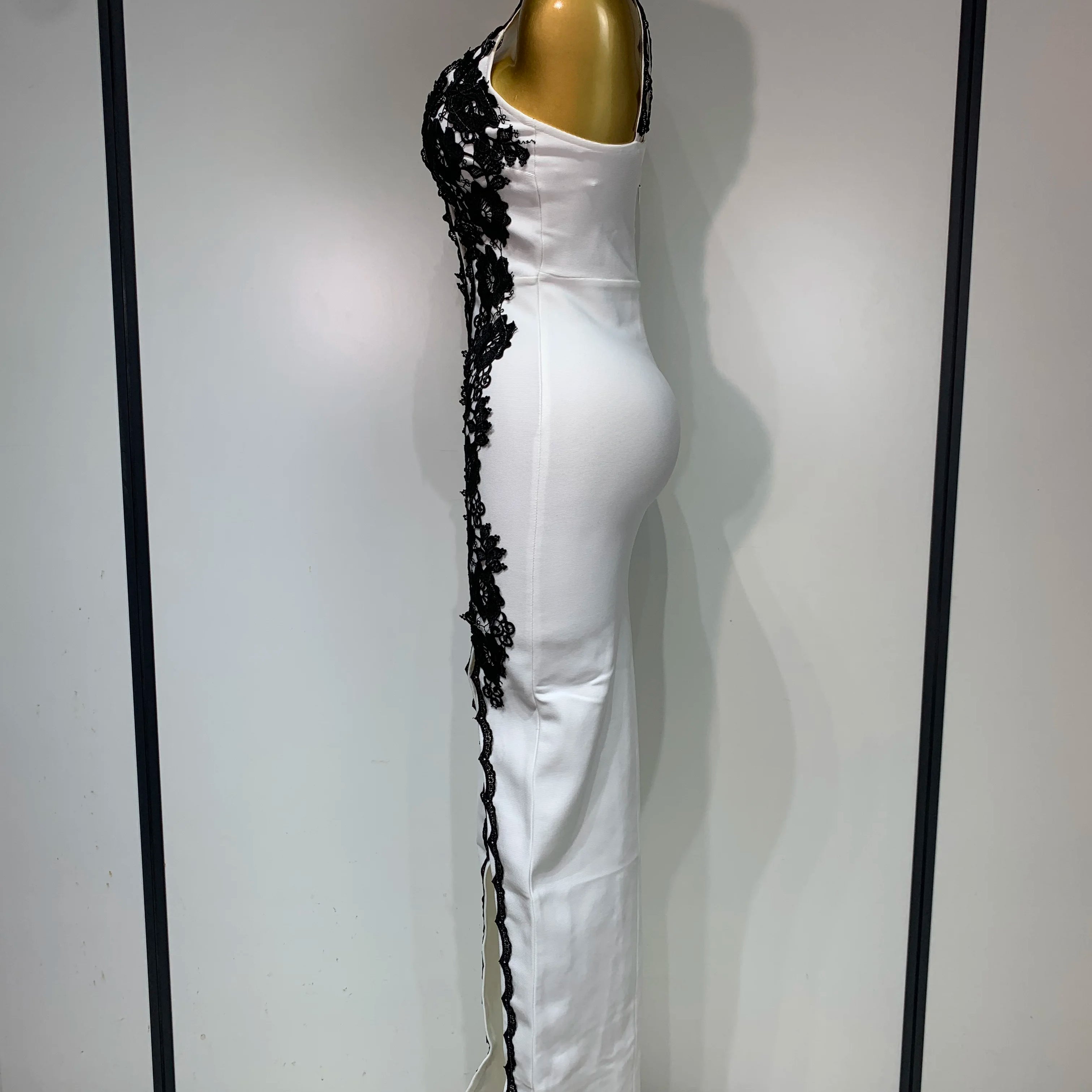 Women Designer Black Lace Bodycon Bandage Dress Luxury Birthday Party Dresses Elegant Long Celebrity Evening Prom Gowns