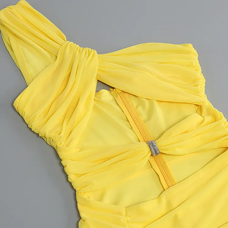 Women's Fashion Bandage Dress Strapless Sleeveless Hollow Out High Split Sexy Evening Dresses Summer