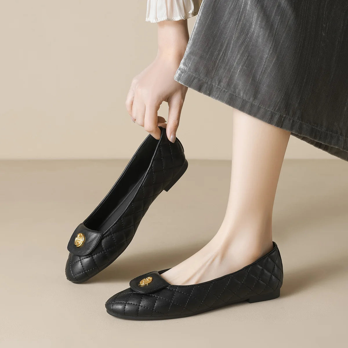 spring women's outdoor shoes Round toe design Black Mary Jane shoes Ladies casual flat shoes Work shoes Boat shoes 41-43