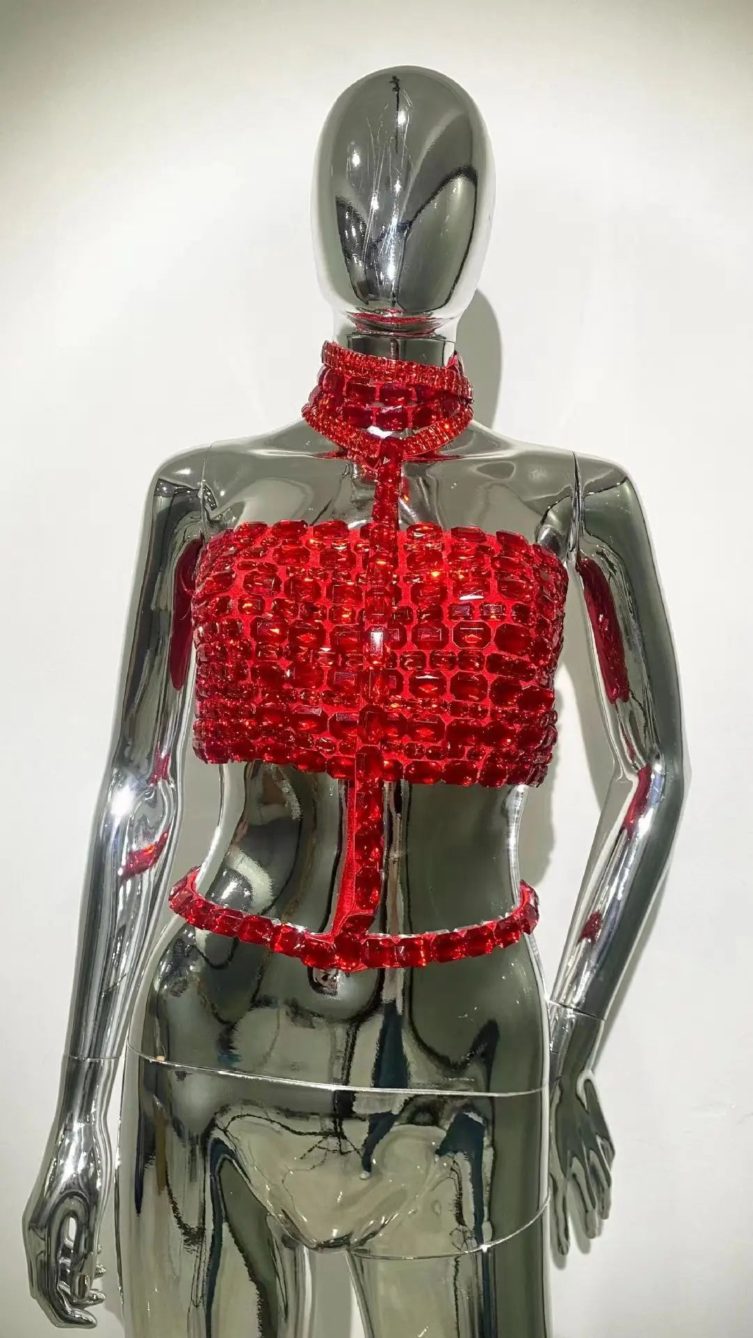 Ready To Ship Bandage Women Sexy Halter Big Crystal Bodycon Tops Celebrity Fashion Red Carpet Nightclub Party Wear Hot Sale