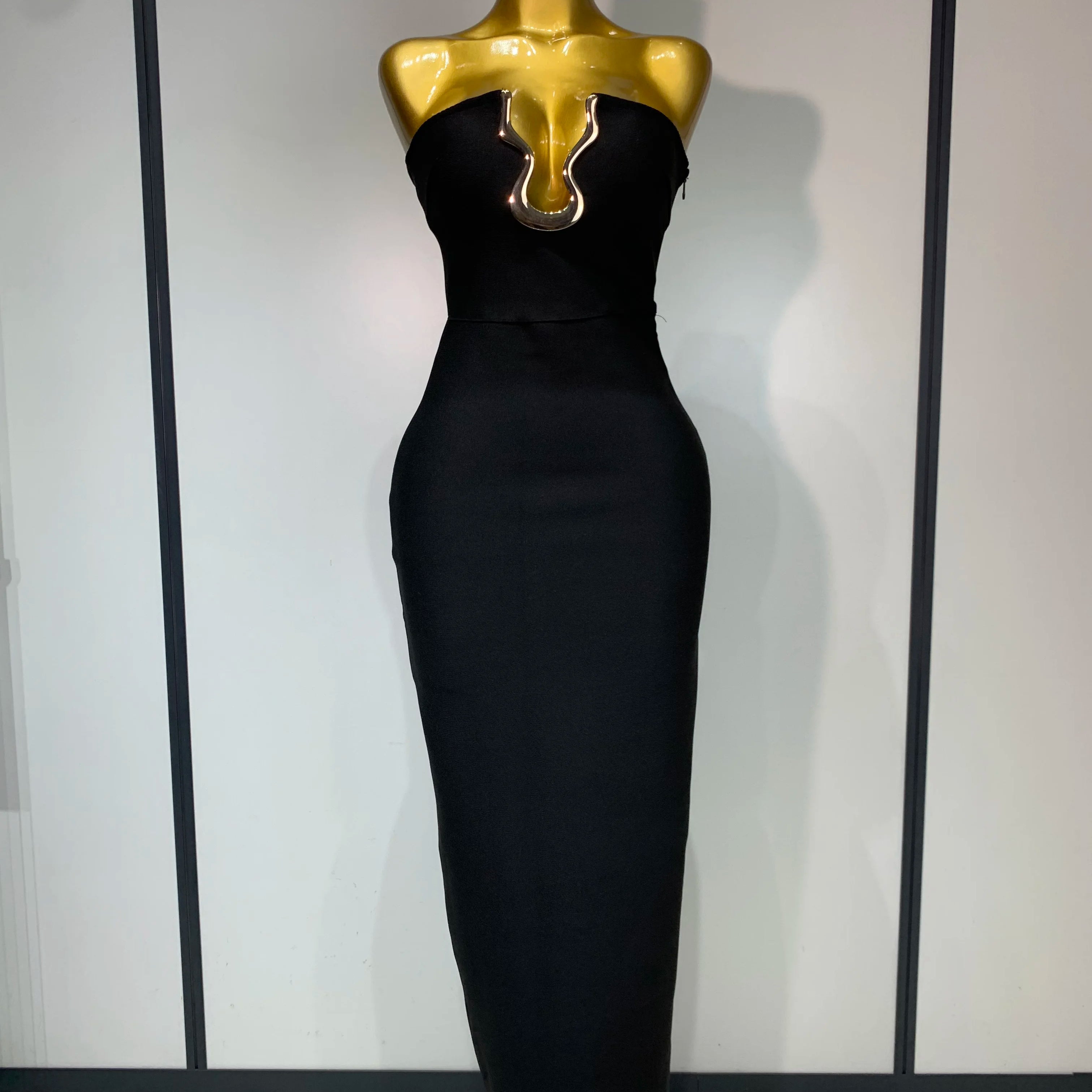 Luxury Birthday Celebrity Sexy Strapless Backless Maxi Long Bodycon Bandage Dress Women 2025 Elegant Evening Club Party Outfit