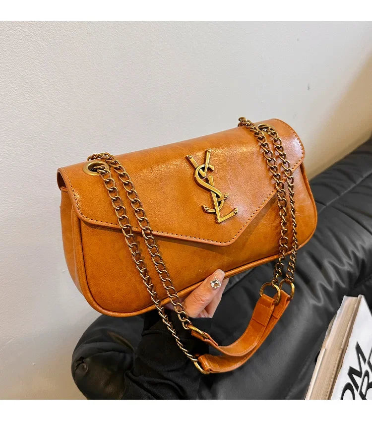 2025New Arrival Mini Envelope Bag Women's Vintage Chain Underarm Bag Stylish Texture Convertible Shoulder/Crossbody,Light Luxury