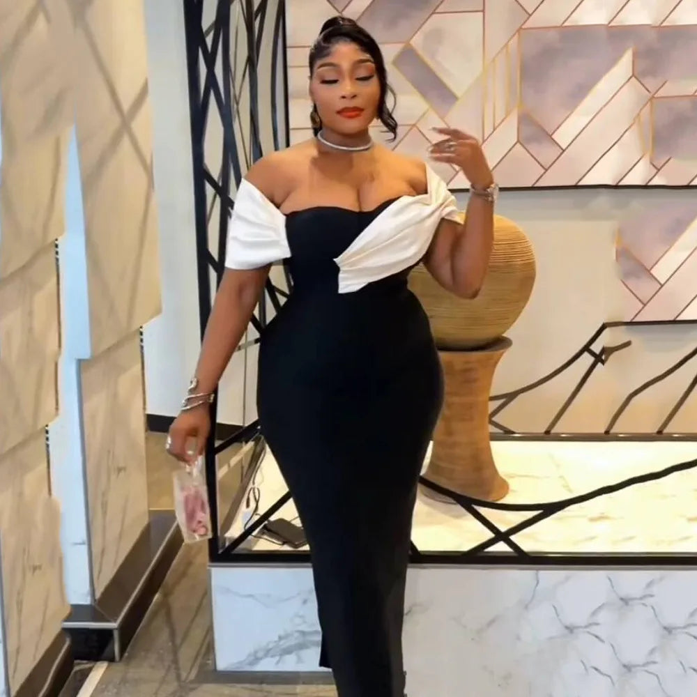 Women Sexy Strapless Off the Shoulder Bodycon Long Bandage Dress Celebrate Nightclub Party Birthday Outfit