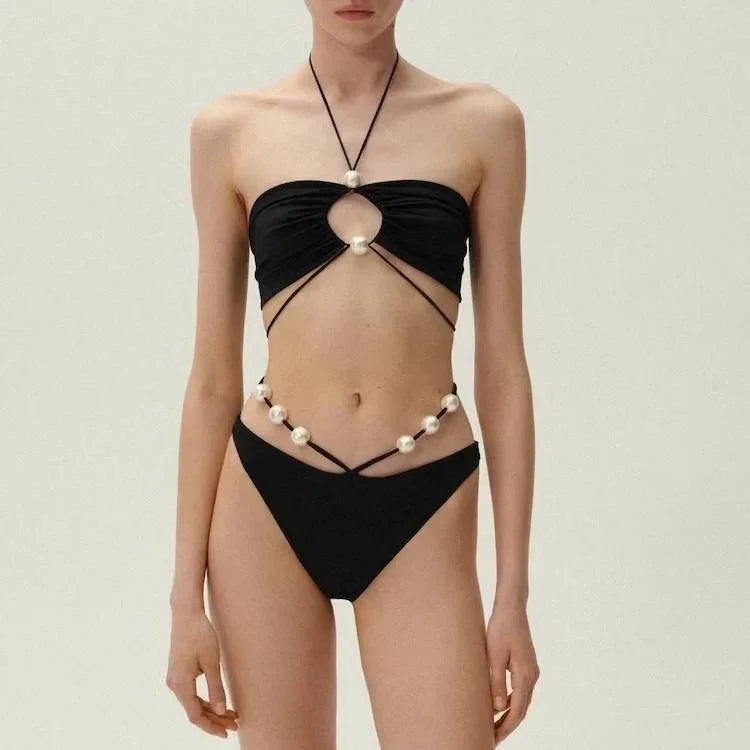 luxury One piece Women's swimsuit Summer vacation outfits Swimwear Beachwear bathing suit bikini sets two piece black bikini