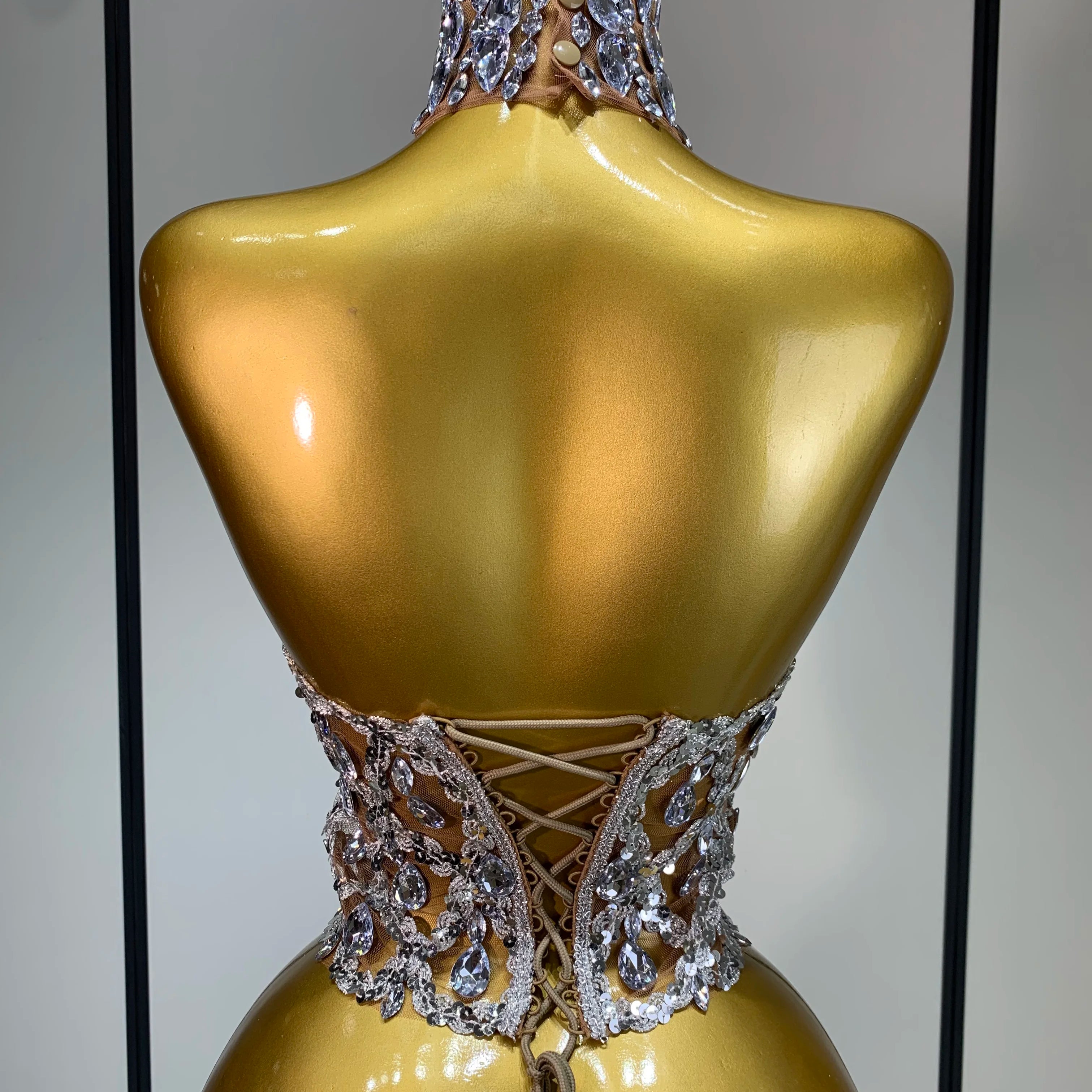 Sparkly Slver Rhinestone Sequins Mesh See Through Top Women Sexy Nightclub Evening Party Backless Spicy Girl Stage Outfit