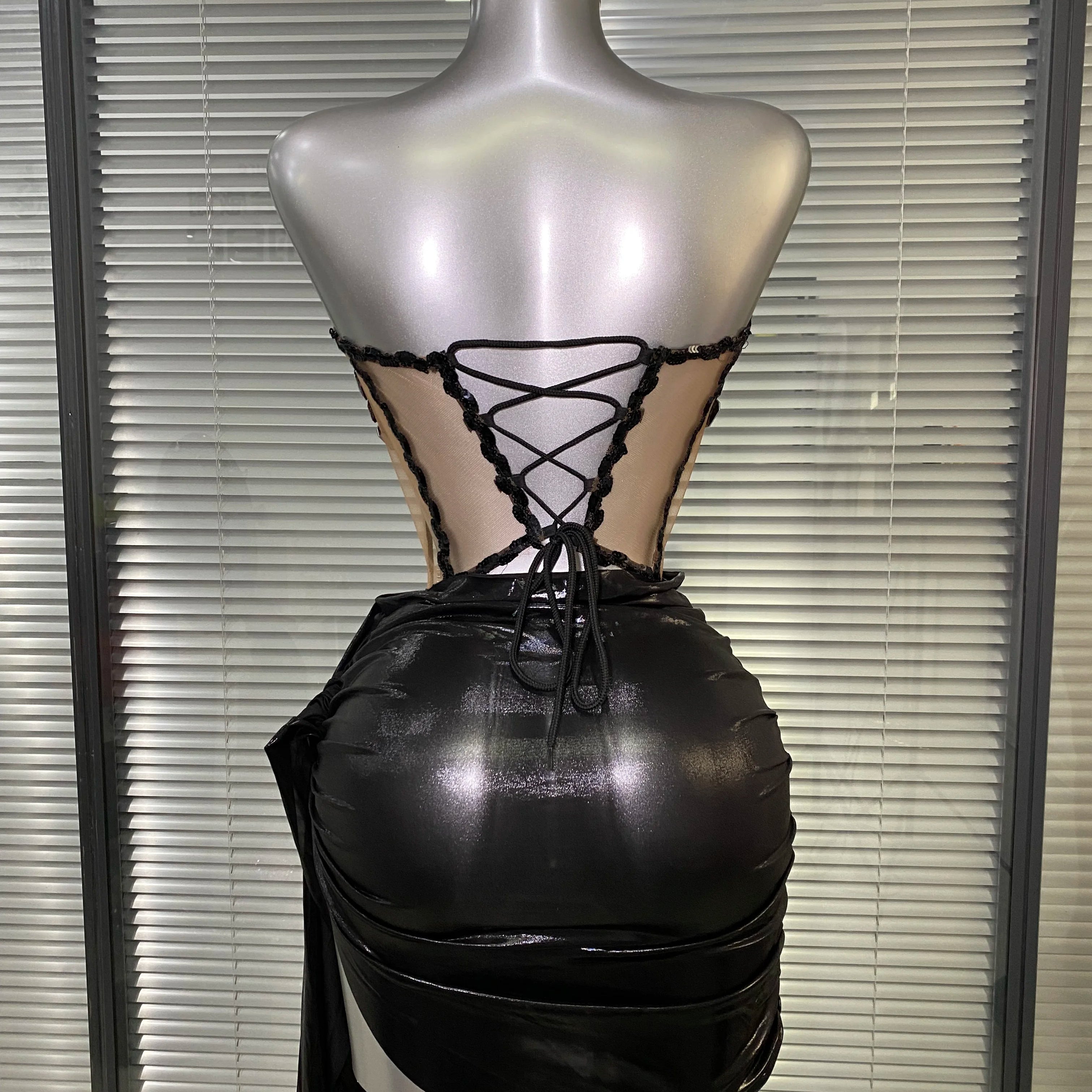 Women Sexy Sparkly Two Pieces Set Shinning Fancy Night Club Skirt Suits Singer Dancer Stage Performance Costume