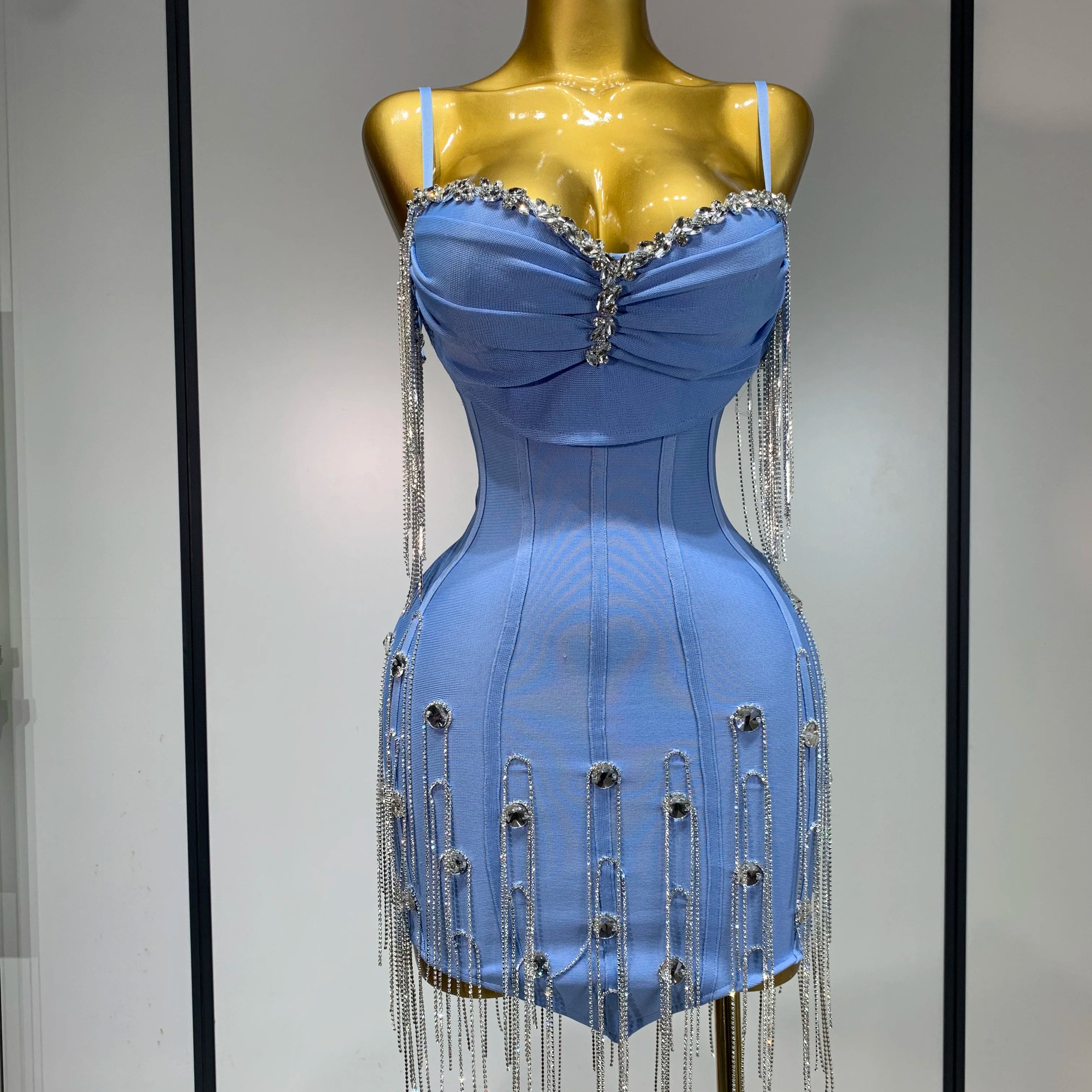 Women Sexy Backless Spaghetti Strap Bodycon Sleeveless Bandage Dress 2025 Elegant Prom Gown Club Evening Party Birthday Dresses