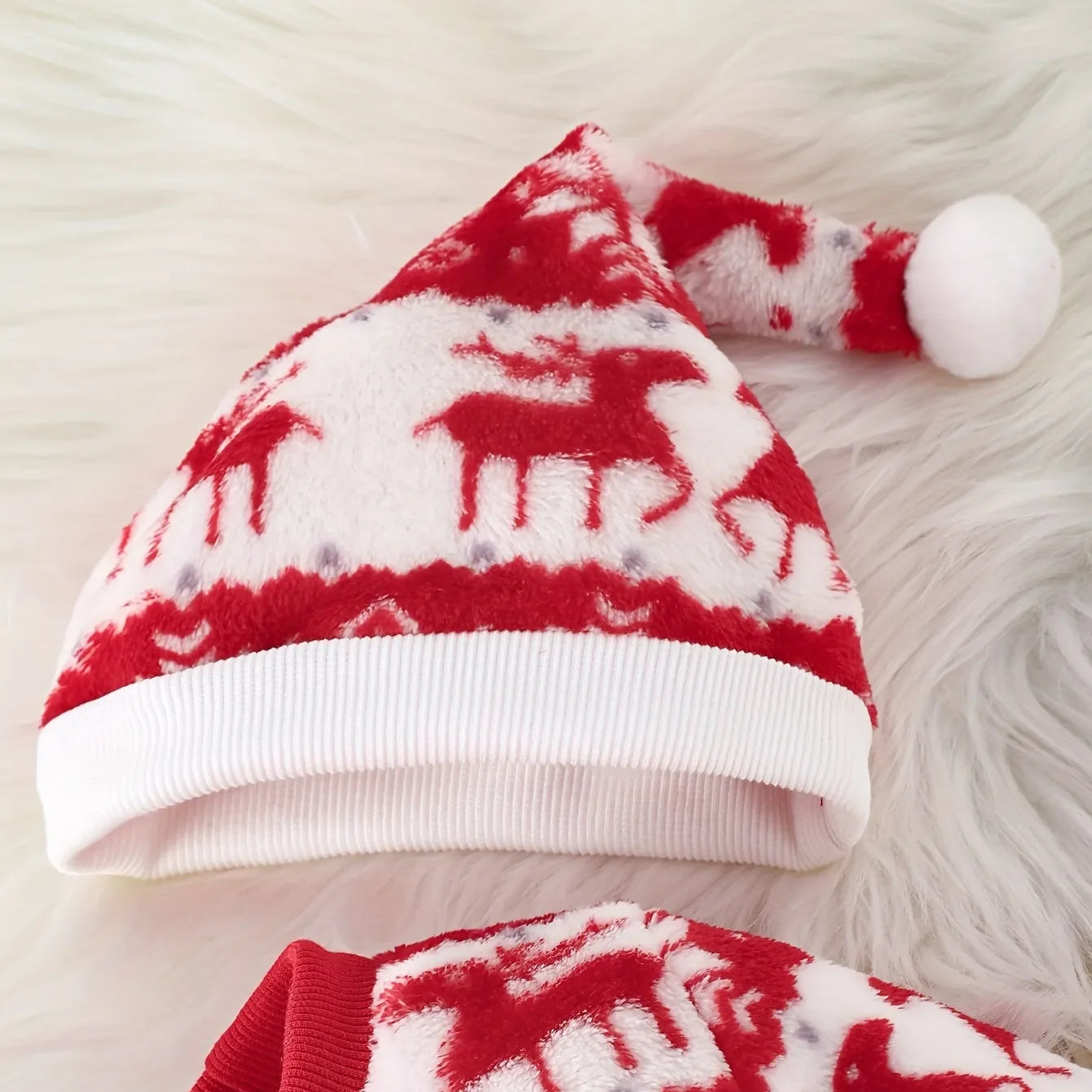 Winter Baby Flannel Suit Boys Girls Long Coat and Trousers Three-piece Christmas Style Cozy and Warm