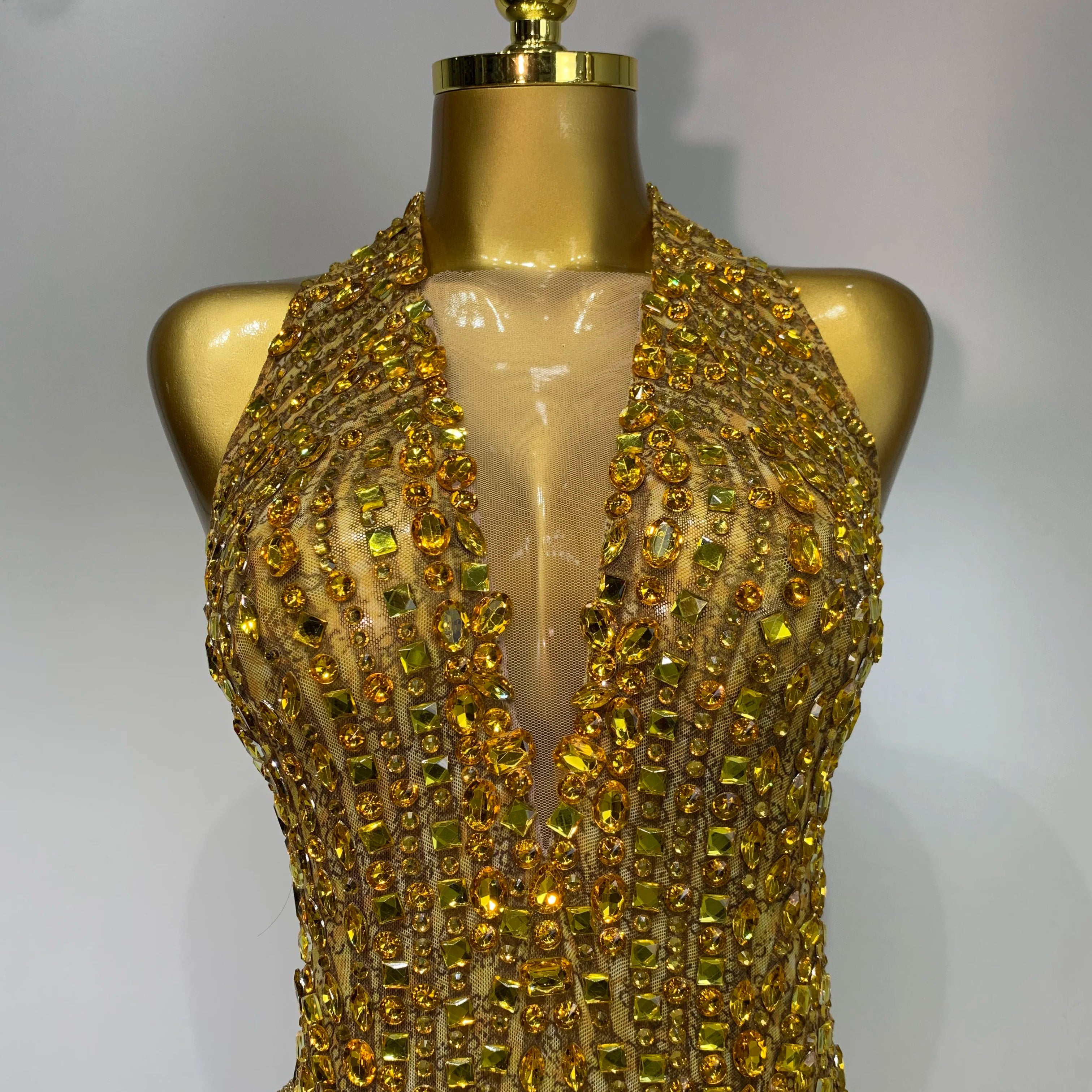 Women Sexy See Through Stretch Bodysuits Birthday Dancer Performance Wear Mesh Luxury Rhinestone Nightclub Hotwife Outfit