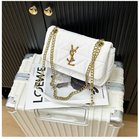 2025 New Women's Chain Strap Crossbody Bag Autumn Winter Vintage Shoulder Purse Chic Aesthetic Soft PU Leather Casual