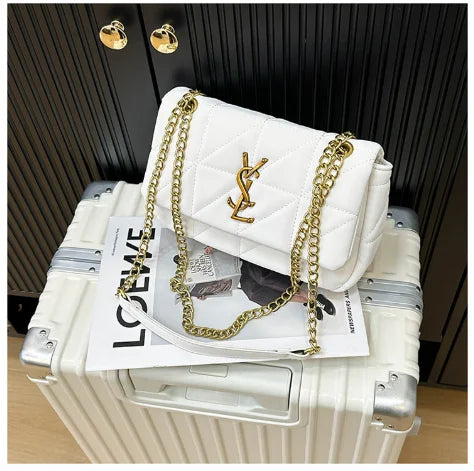 2025 New Women's Chain Strap Crossbody Bag Autumn Winter Vintage Shoulder Purse Chic Aesthetic Soft PU Leather Casual