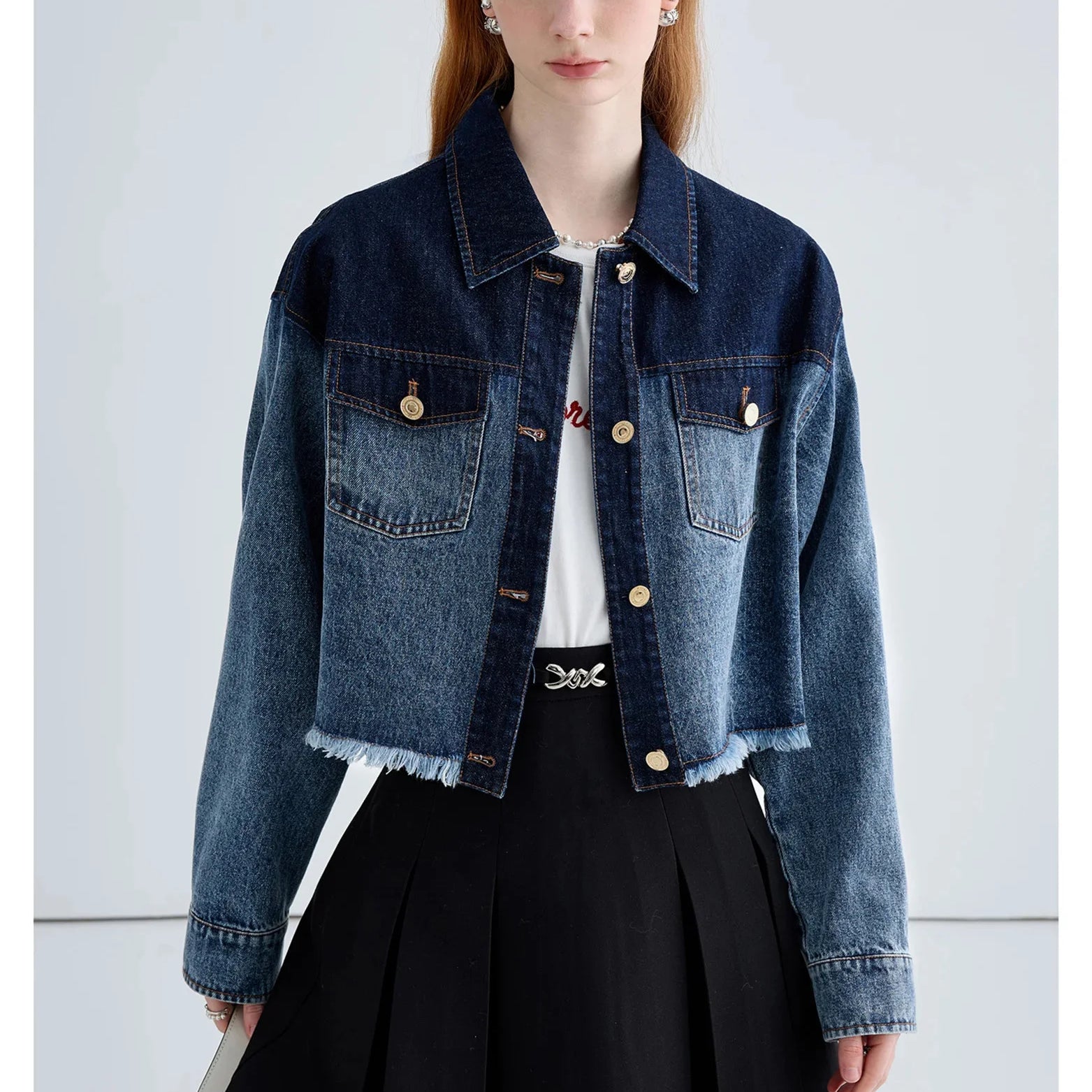 Woman Short Jacket Gradient Denim Coat Fashion Sweet Jean Top Buttons Female Sylish Top Denim Outwear