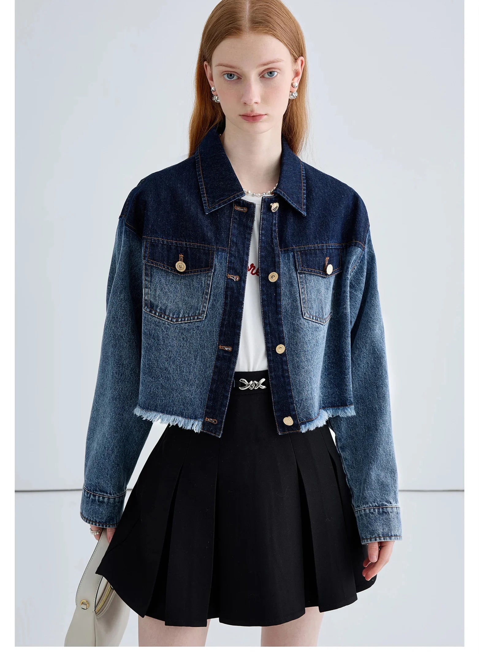 Woman Short Jacket Gradient Denim Coat Fashion Sweet Jean Top Buttons Female Sylish Top Denim Outwear