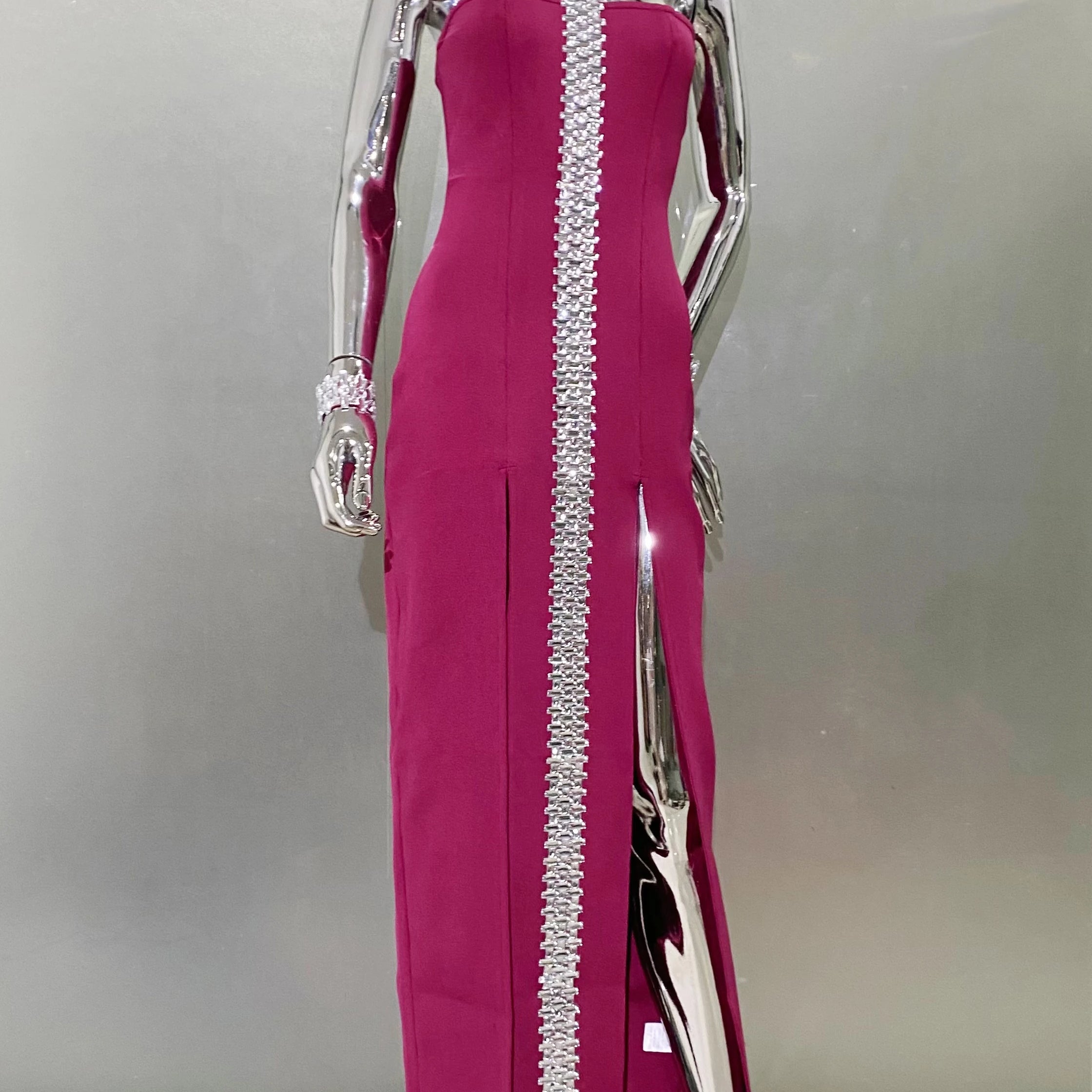 Purple Black Sparkly Crystal Women Sexy Off the Shoulder Halter Bodycon Long Bandage Dress Elegant Evening Party Prom Dress