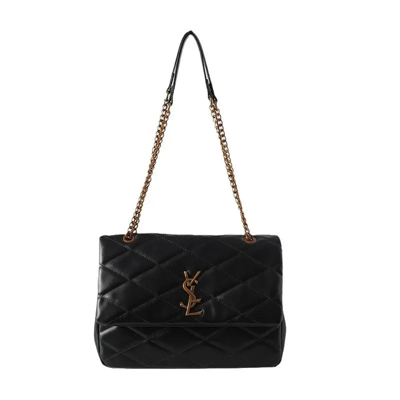 2025 Geometric Diamond Pattern Crossbody Bag, Vintage PU Leather Chain Strap Purse for Women, Anti-Theft Lightweight Work Travel