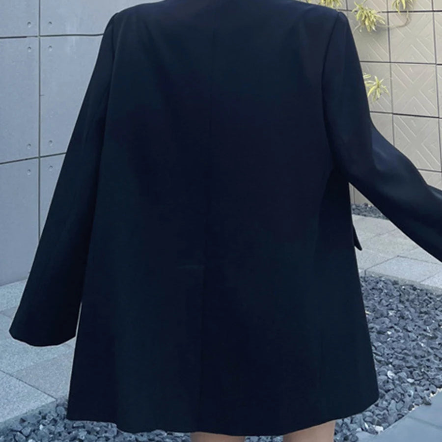 TWOTWINSTYLE Fashion Spliced Appliques Elegant Jackets for Women Lapel Long Sleeves Patchwork Pocket Jacket Female Clothing New