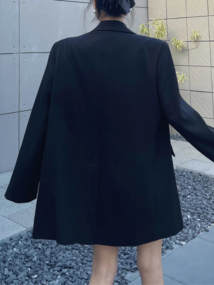 TWOTWINSTYLE Fashion Spliced Appliques Elegant Jackets for Women Lapel Long Sleeves Patchwork Pocket Jacket Female Clothing New