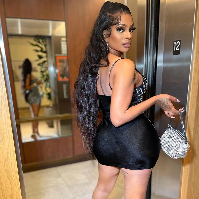 Women's Sexy Style Suspender Underwire Hot Diamond Dress Sparkling Short Skirt Prom Dress Spring New Style