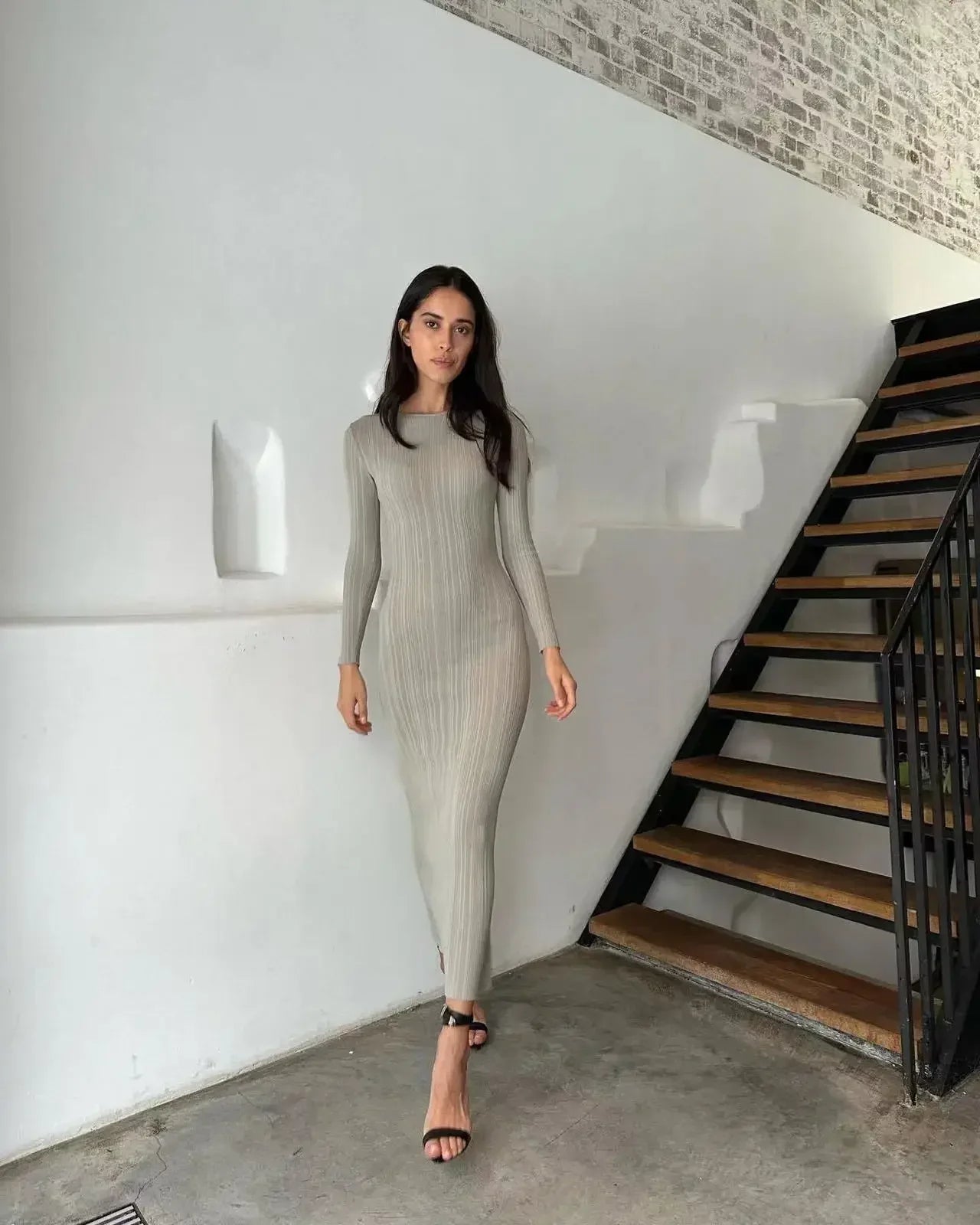 Women Spring Solid Maxi Long Sweater Dress Elegant Casual Fashion Pullover Bodycon Slim Streetwear Knitted Dress Autumn
