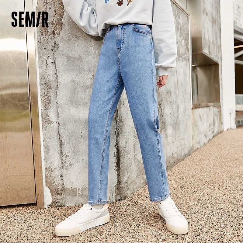 Jeans Women Loose Straight Leg Winter Trendy Bear Pattern Jeans