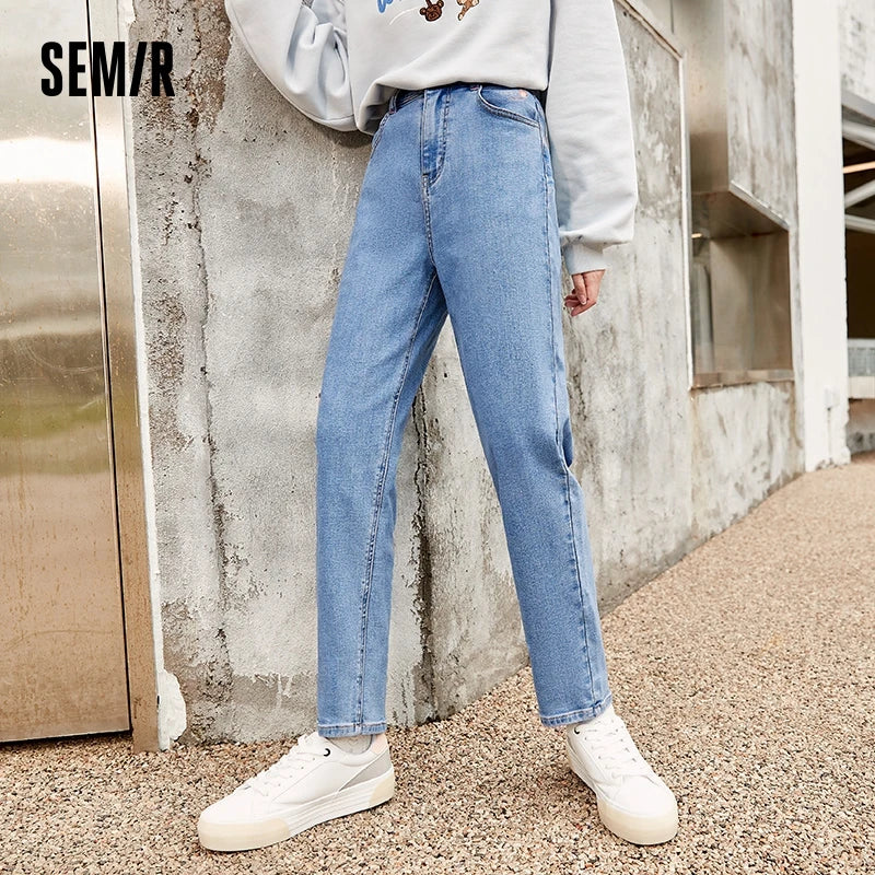 Jeans Women Loose Straight Leg Winter Trendy Bear Pattern Jeans