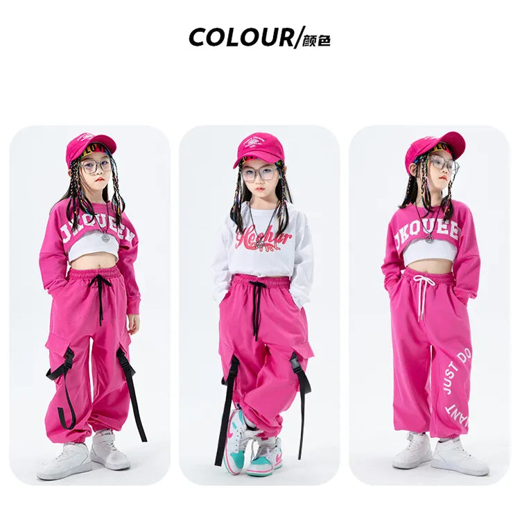 Girls Jazz Dance Performance Dress Girls Hip-hop Suit Cool Belly Button Exposed Clothing Children's Hip-hop Fashion Clothes