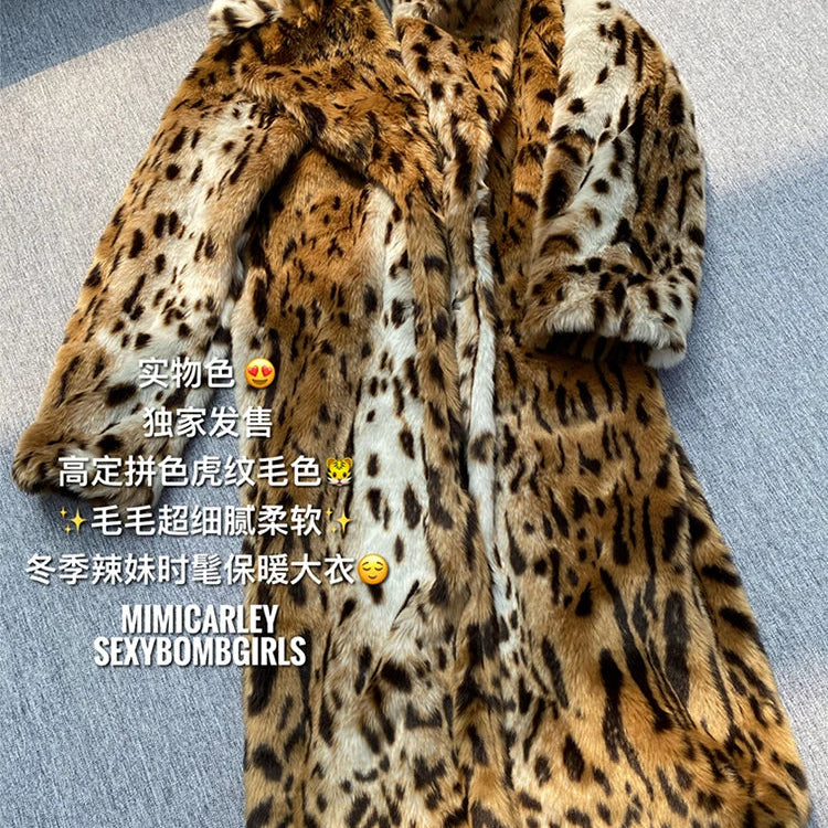 Winter Long Warm Thick Leopard Fluffy Faux Fur Coat Women Tiger Print Runway Loose Luxury Designer Clothing Women 2022