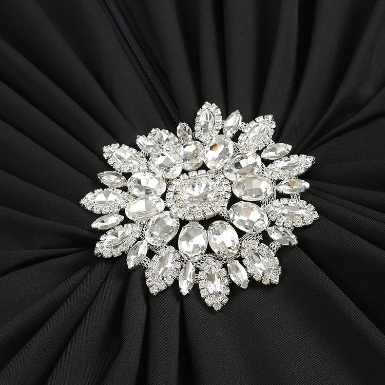 VC Black Maxi Dresses Women Sexy Deep V Neck Long Sleeves Gowns Runway Party Wear 2024 Spring New Fashion